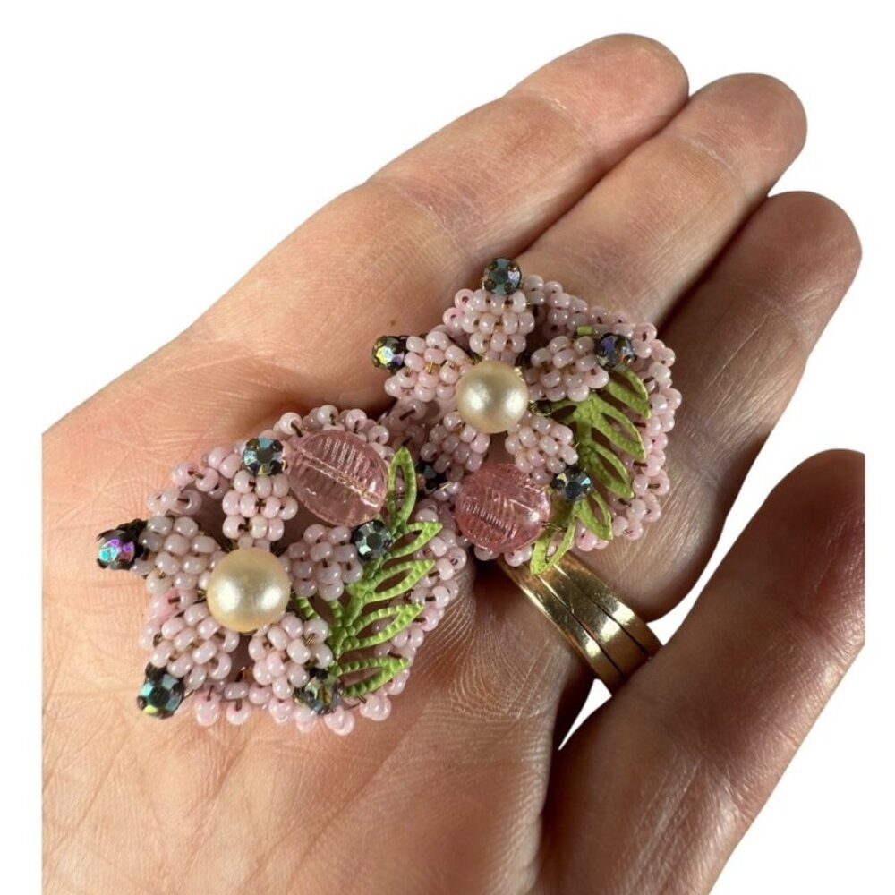 Vintage Beaded Clip-On Earrings
